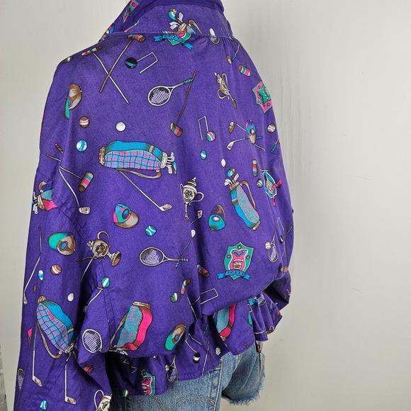 Vintage Drawstring Waist Zip Front Jackets Women's M Purple Golf Tennis‎ Croquet - Picture 3 of 11